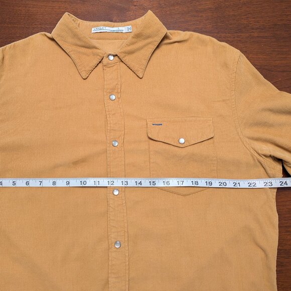Criquet Corduroy Western Shirt – Camel/Gold/Brown, Pearl Snaps, Size Large - Picture 2 of 3
